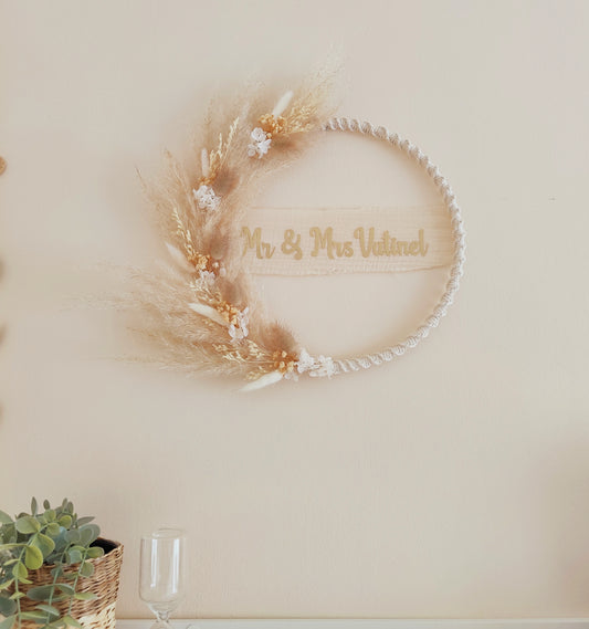 Couronne pampas & macramé Mr & Mrs